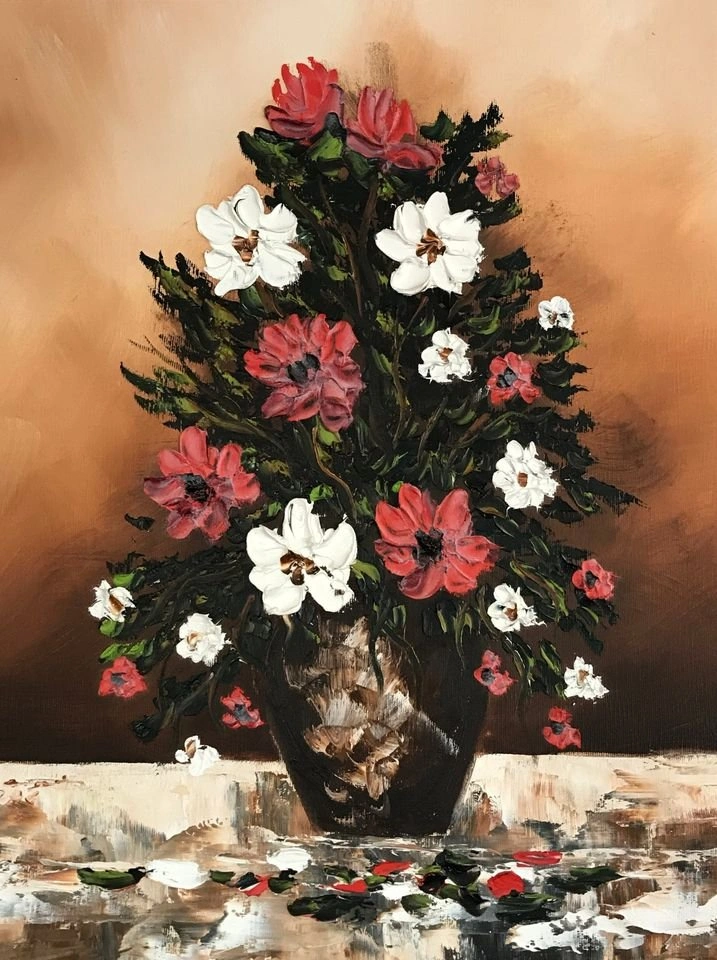 LIQUIDATION! Philippe Rhéaume, IAC, Oil on Canvas - Red Flowers - photo 3