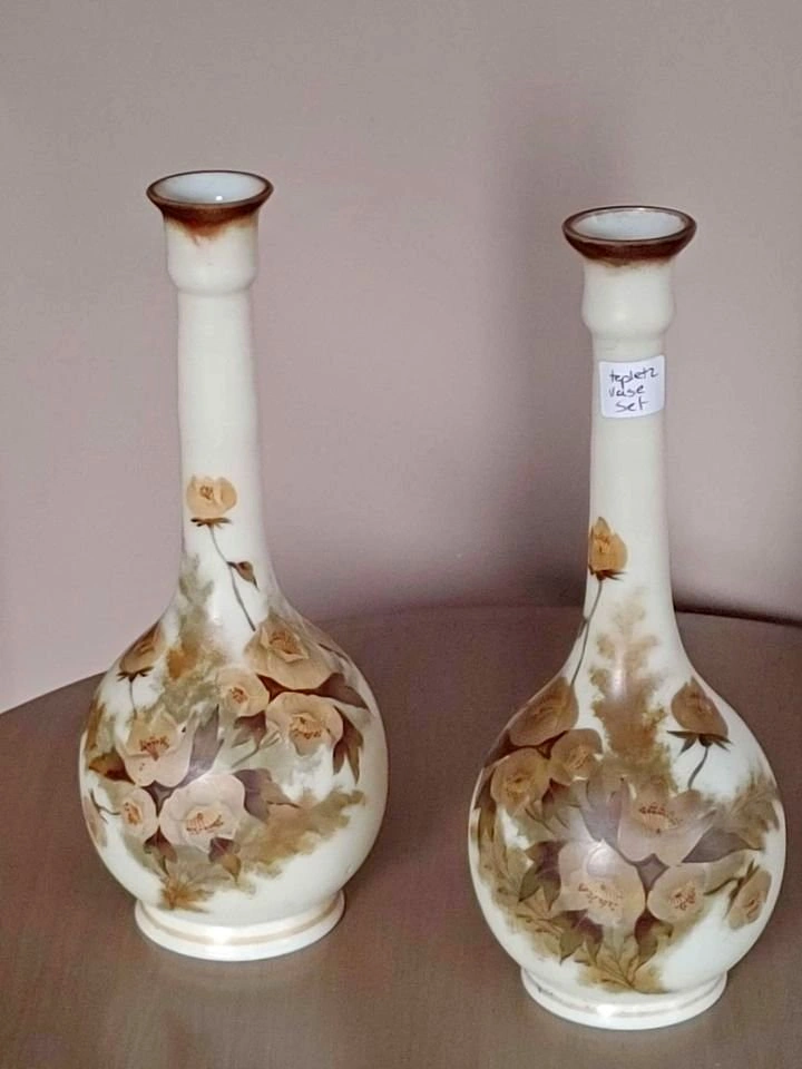 Pair of Vintage Austrian Tepletz Vases