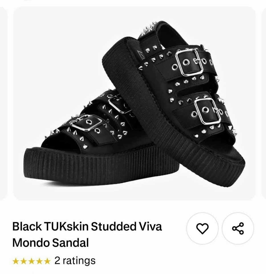 T.U.K Studded Sandals Size W9 (EU 40)