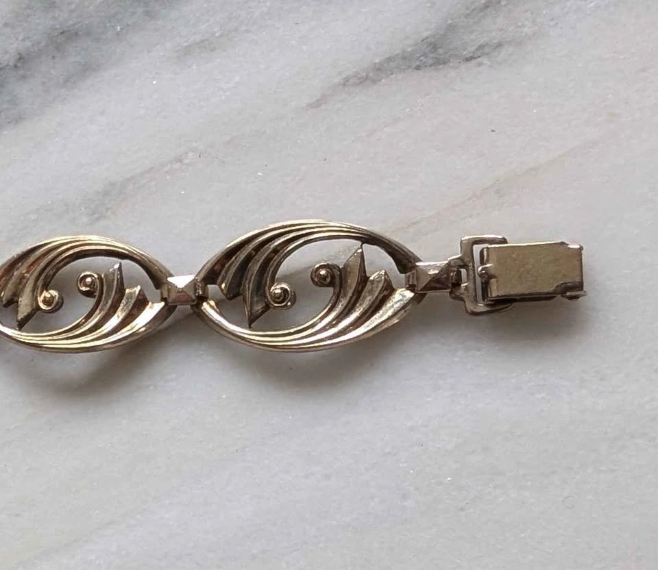 Art Deco Bracelet, 14k Gold Fillet on Sterling Silver - photo 3