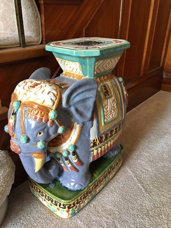 Chinese Porcelain Elephant Stool or Plant Stand