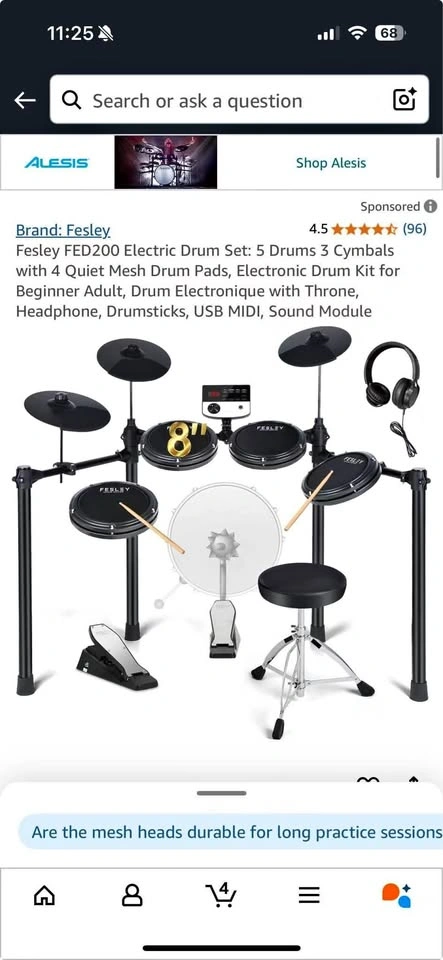 Brand New Fesley FED200 Electronic Drum Set - Unopened Box
