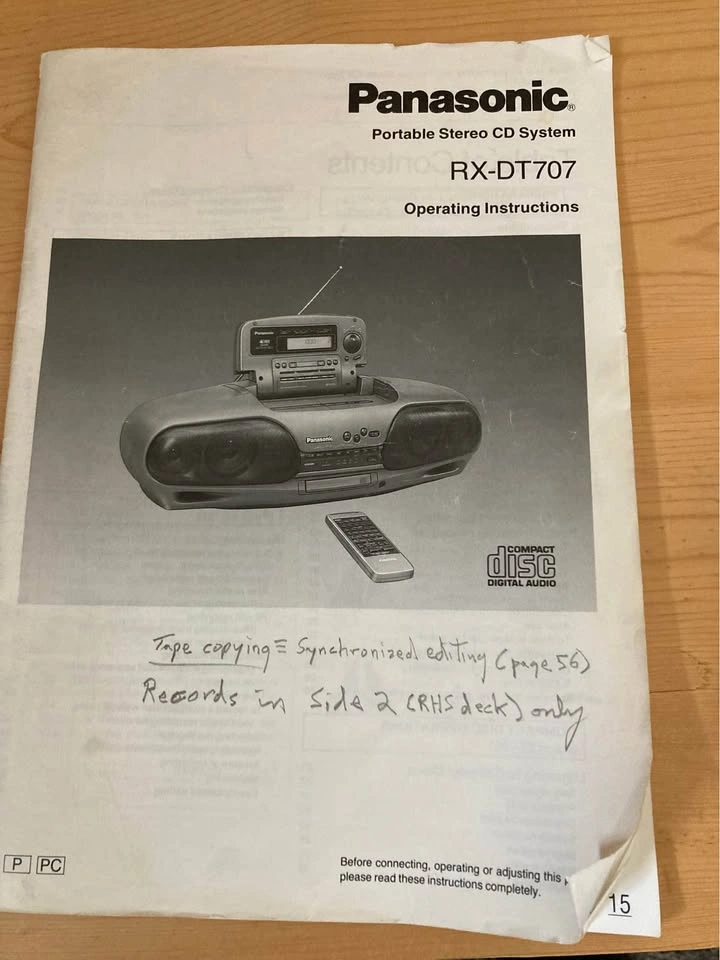 Panasonic RX-DT707 Boombox With Remote Vintage - photo 3