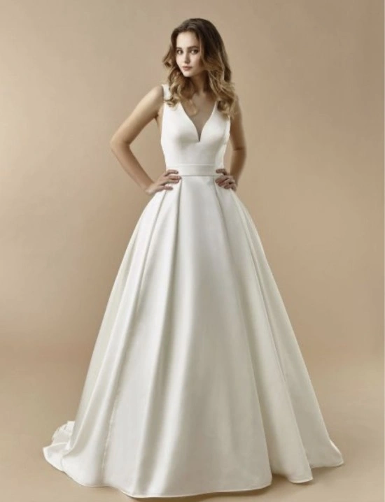 Enzoani Bridal Gown - Size 6 - Elegant Satin A-Line with Bow Bac - photo 2