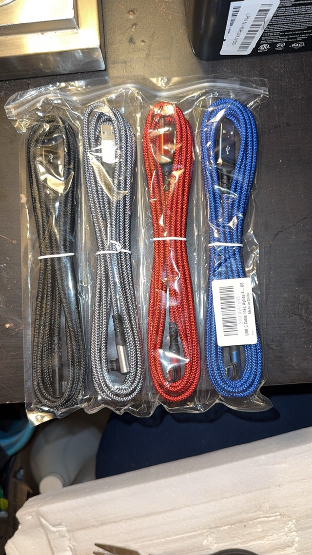 10FT USB-C to USB-A 100W Charging Cables (4 Pack)
