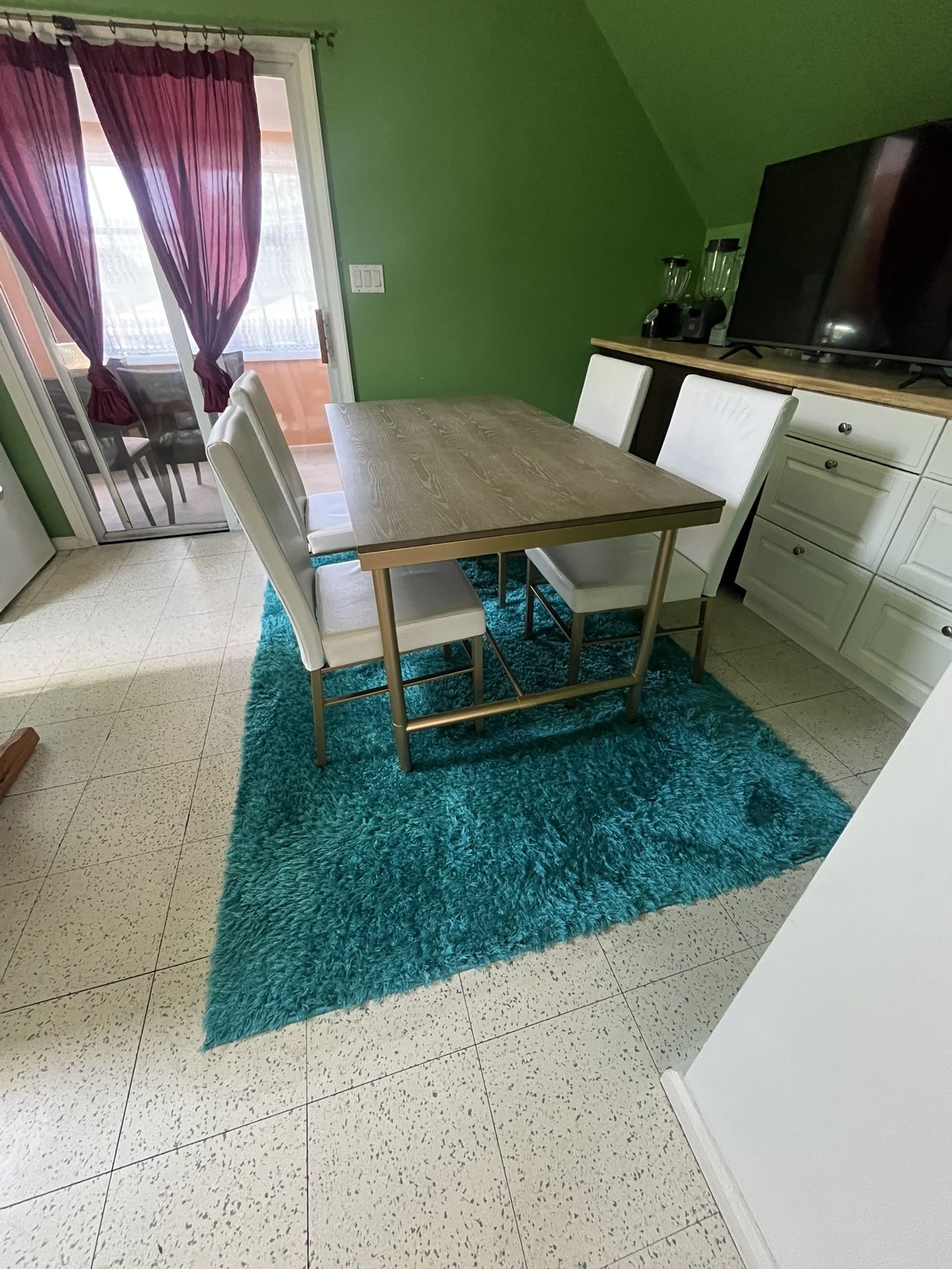 White Dining Room Set w/ Smart TV - photo 2