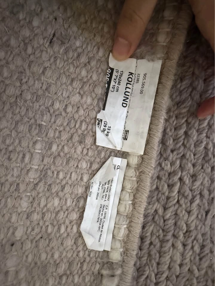 Large Beige Area Rug, Hand Sewn & 100% Wool - photo 3