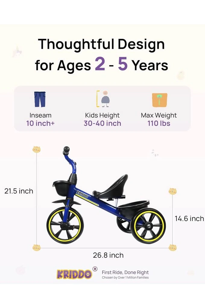 Tricycle for children ages 2 to 5 - photo 3