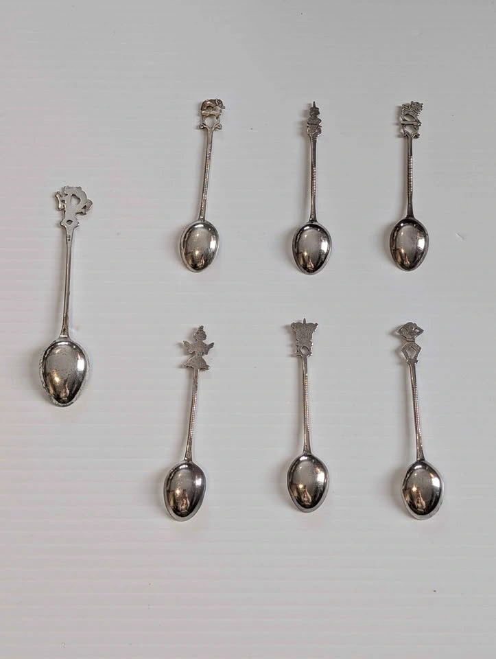 RARE Set of 7 Sri Lankan Silver Demitasse Spoons - photo 2