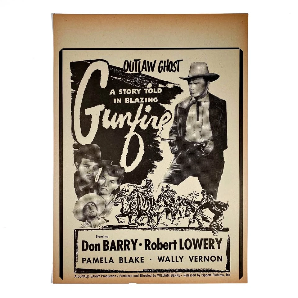 Vintage 1950 Gunfire Movie Broadside