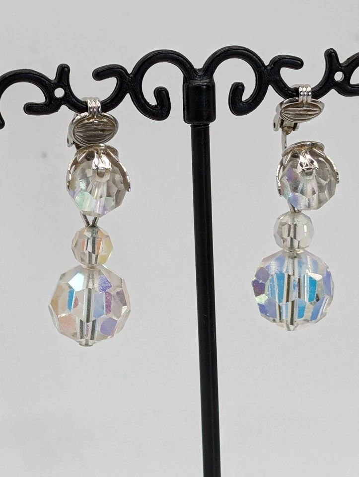 Pre-Loved Signed Sherman Dangling and Sparkling Crystal Earrings - photo 3