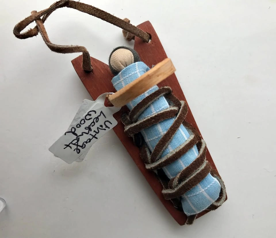 Vintage Handcrafted Baby in Sled Tree Ornament