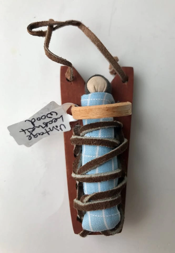 Vintage Handcrafted Baby in Sled Tree Ornament - photo 3