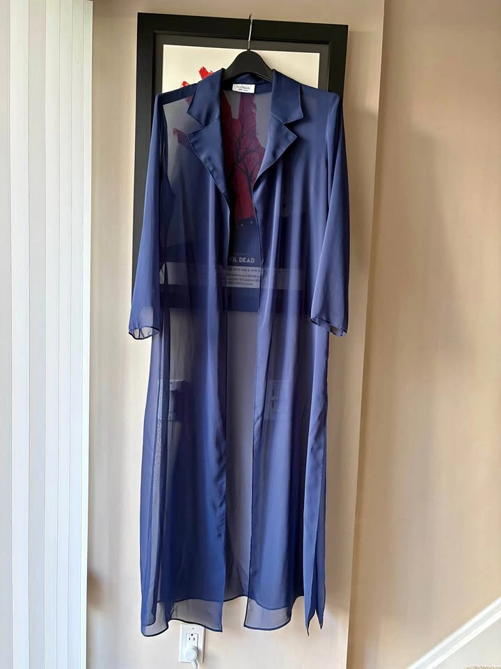 Nu Mode Navy Blue Sheer Long Jacket