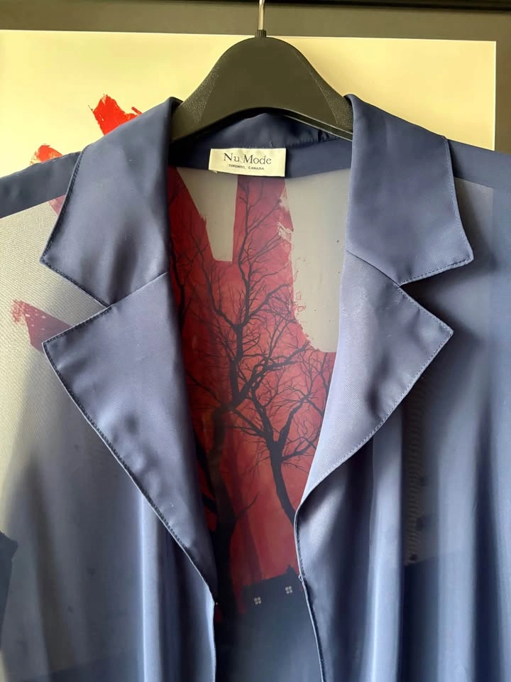 Nu Mode Navy Blue Sheer Long Jacket - photo 3