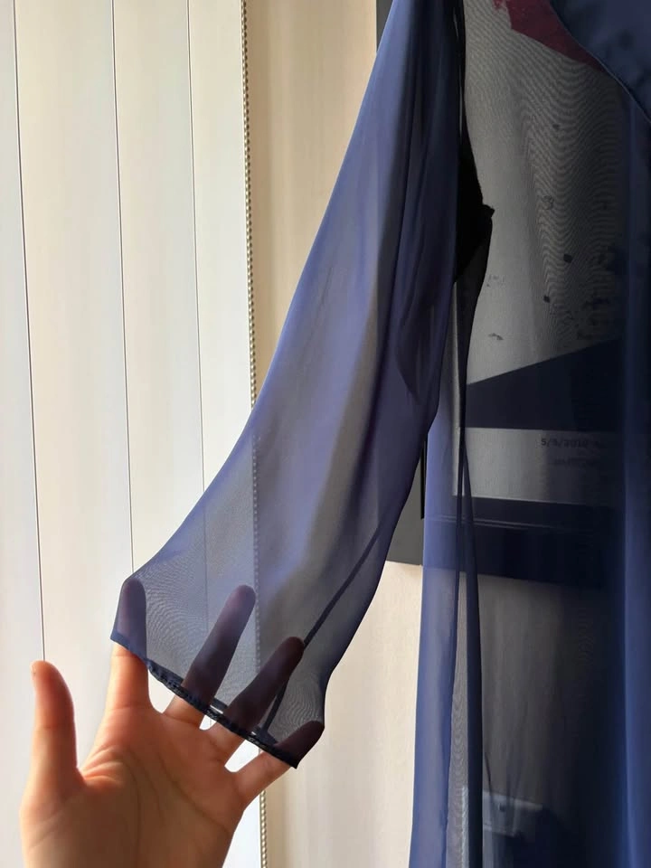 Nu Mode Navy Blue Sheer Long Jacket - photo 5