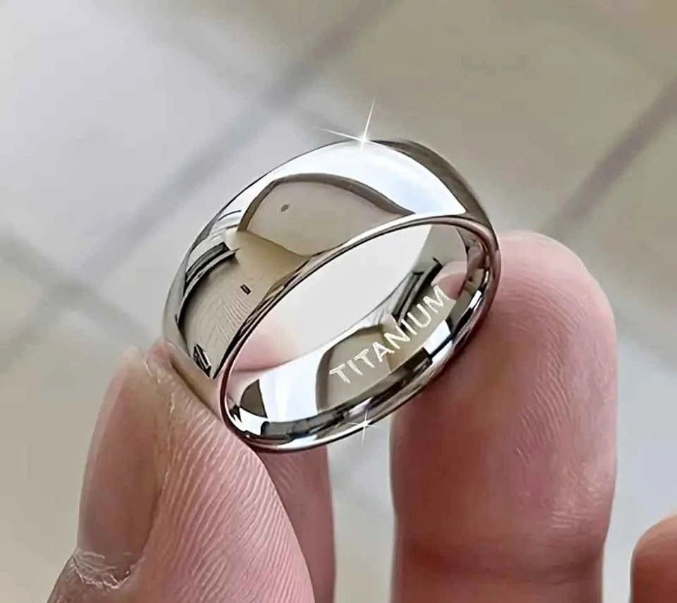 Shiny Titanium Steel Ring - Unisex, Sizes 8, 10, 13