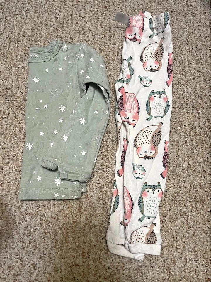 Carter’s Girls 2T Pajama Set – Owl & Star Print