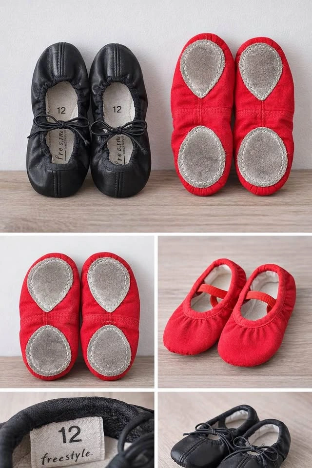 Kids Dance Shoes Lot Size 12 – Black Leather + Red Ballet Shoes