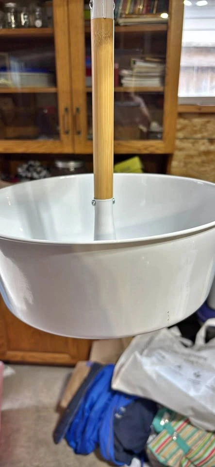3 IKEA White Hanging Pots with Bamboo Center Pole