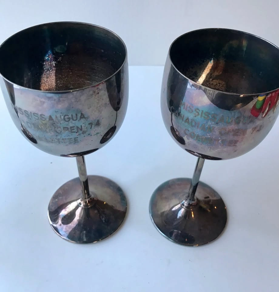 CLEARANCE 2 Patinated Silver Wine Goblets and 1 Silver Martini - photo 4