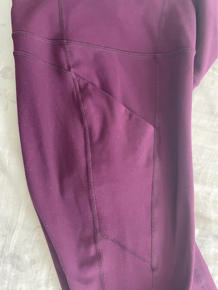 Dark Purple High Waisted Leggings with Pockets Size L - photo 2