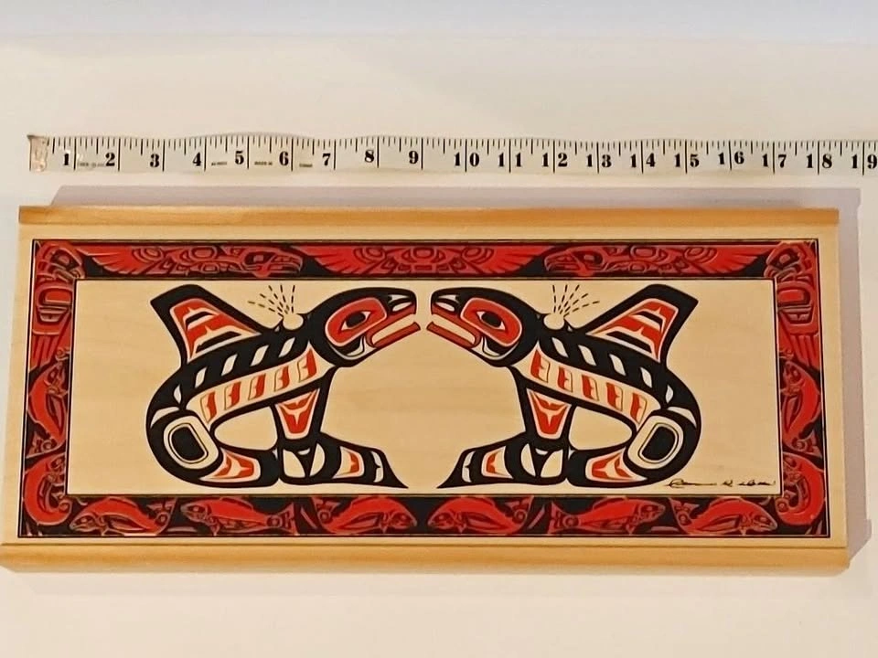 Haida Orca Wood Box Signed Clarence Wells