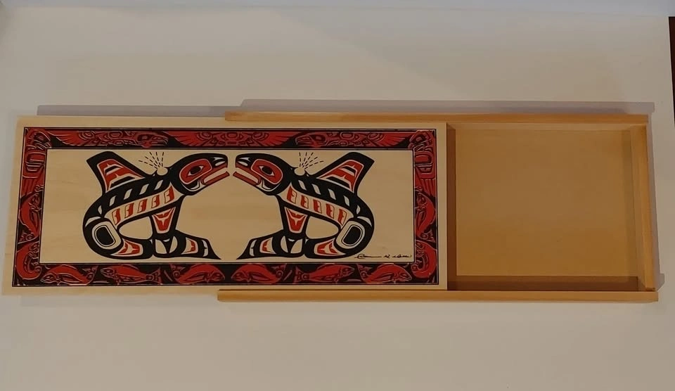 Haida Orca Wood Box Signed Clarence Wells - photo 3