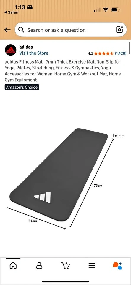 Adidas Gym/Pilates Mat 7mm