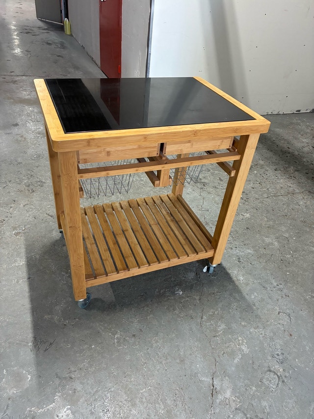 Kitchen Storage Cart/Island with Locking Wheels - photo 2