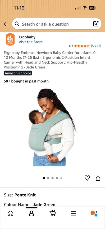 Ergobaby Embrace Newborn Carrier (Jade Green) - photo 2