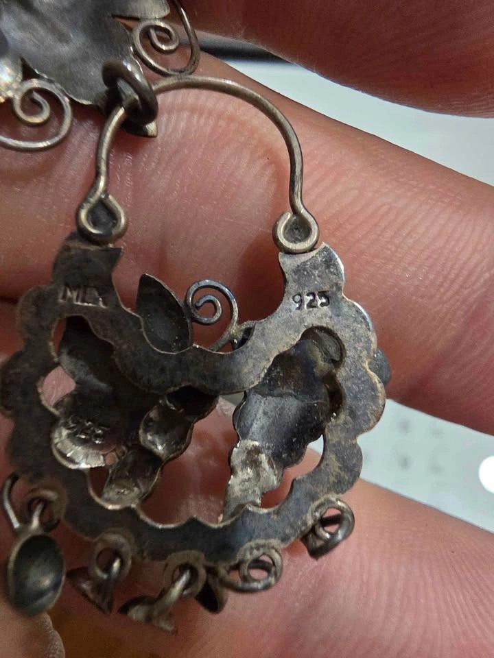 Vintage Mexico 925 Sterling Silver Dangle Earrings – 11g - photo 2