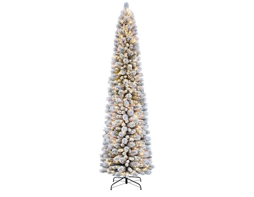7.5-Foot Pre-Lit Flocked Pencil Christmas Tree