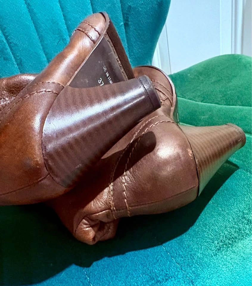 Brown Leather High Heel Boots - photo 3
