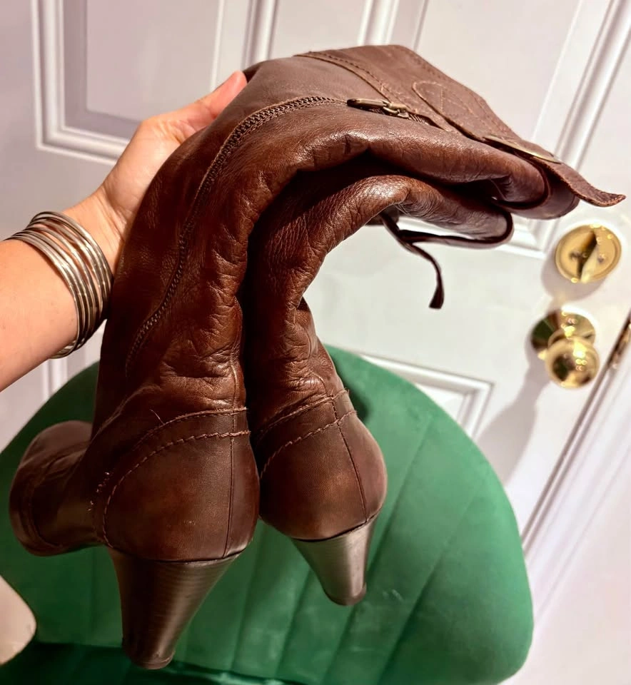 Brown Leather High Heel Boots - photo 5