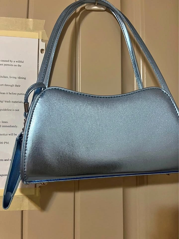 Shimmery Metallic Blue Shoulder Bag