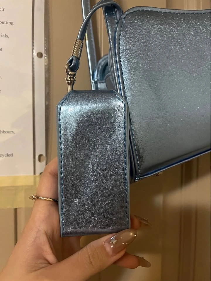 Shimmery Metallic Blue Shoulder Bag - photo 2