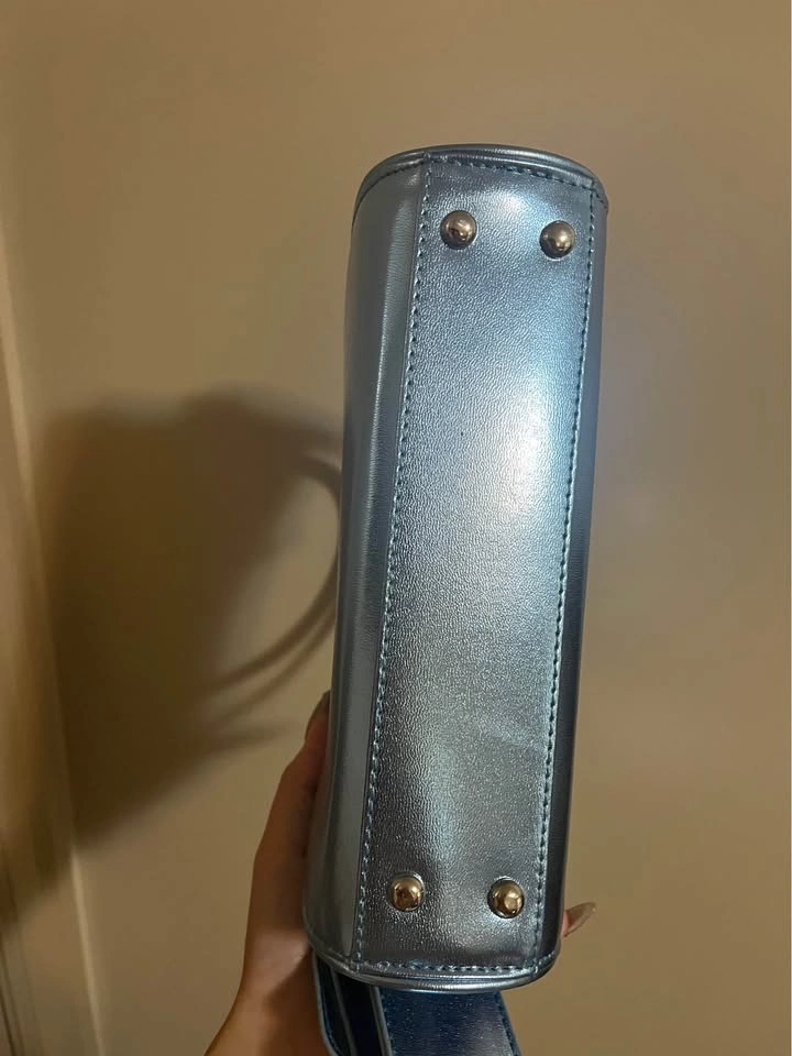 Shimmery Metallic Blue Shoulder Bag - photo 3