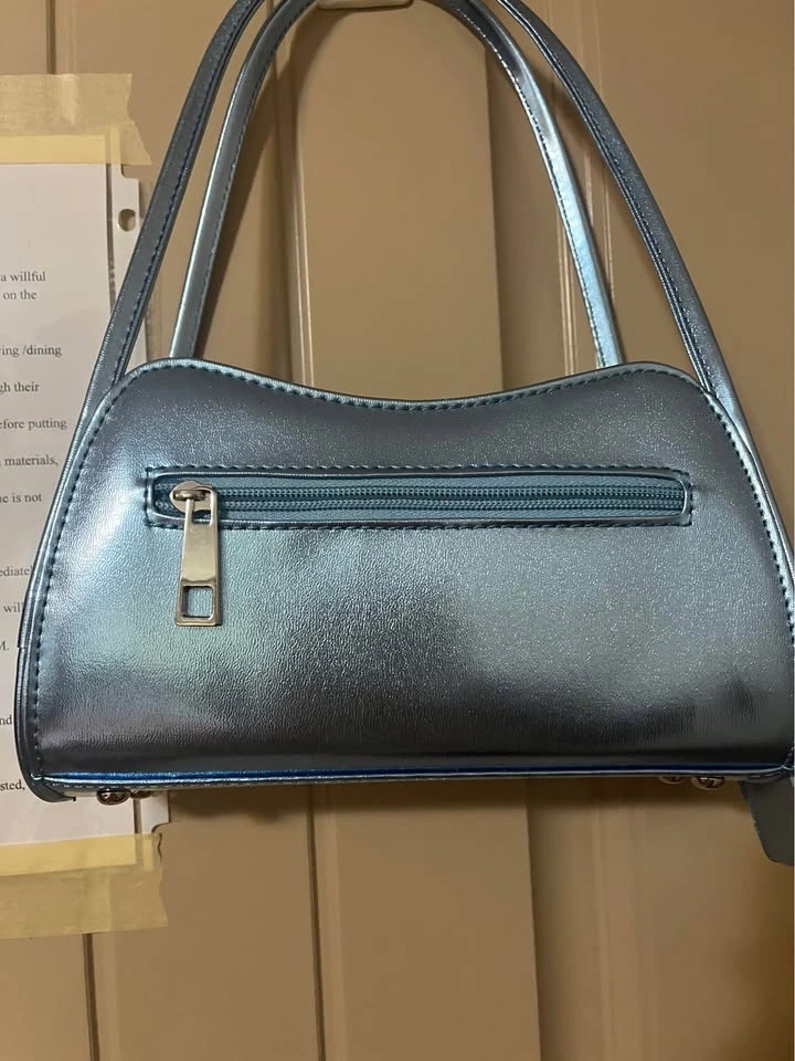 Shimmery Metallic Blue Shoulder Bag - photo 4