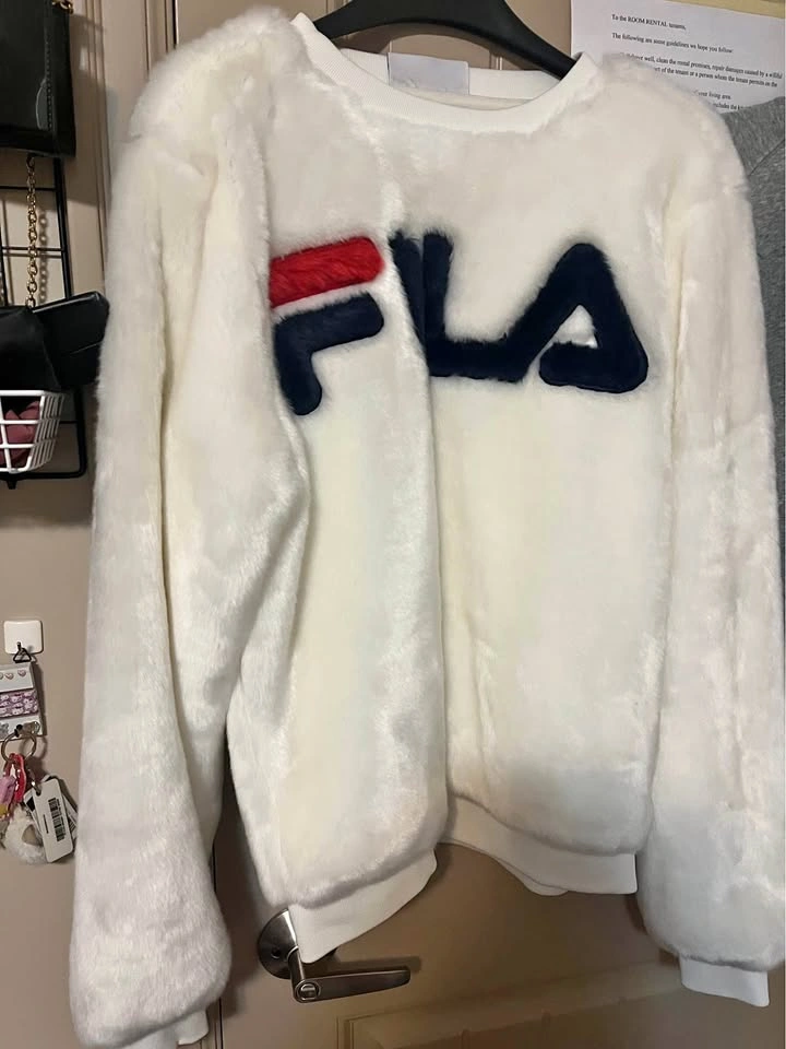 Fila white faux fur sweatshirt