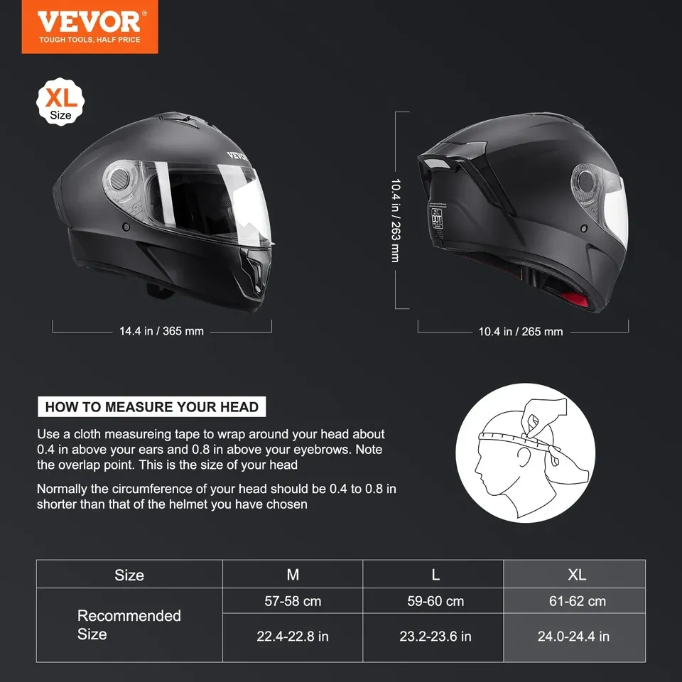 VEVOR Full Face Motorcycle Helmet with Bluetooth Slot - photo 2