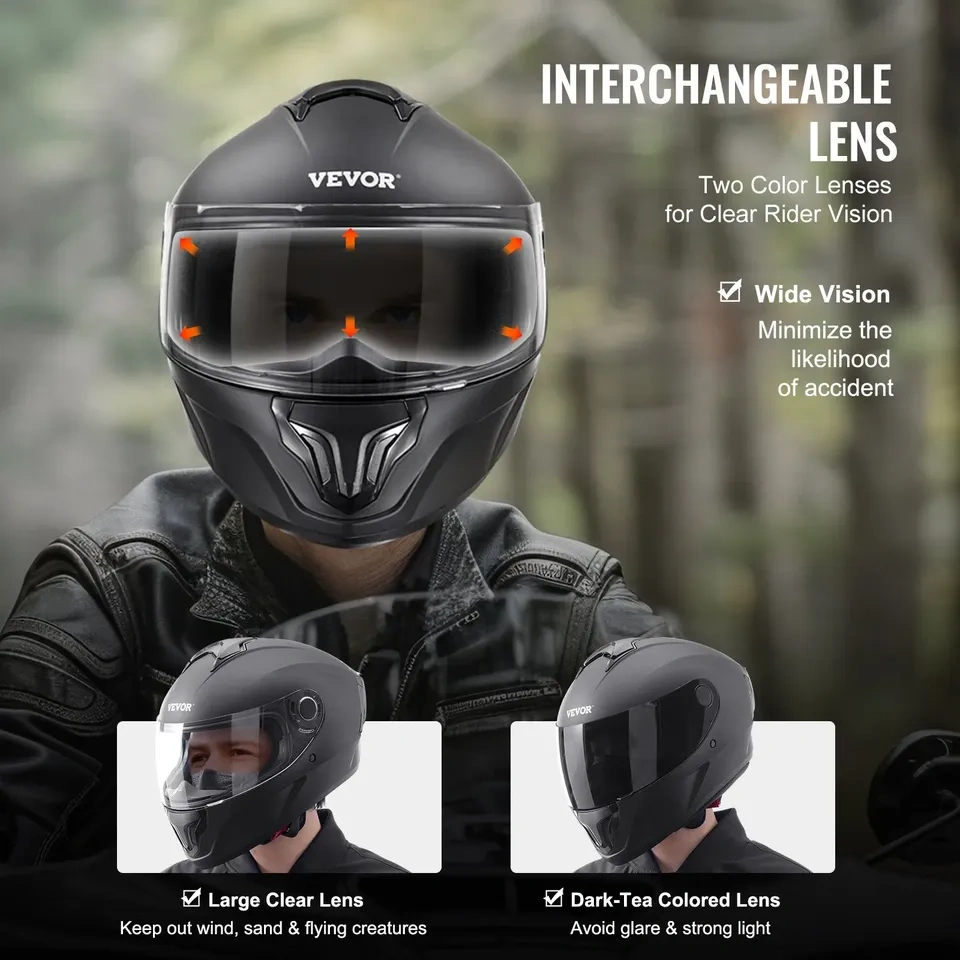 VEVOR Full Face Motorcycle Helmet with Bluetooth Slot - photo 4