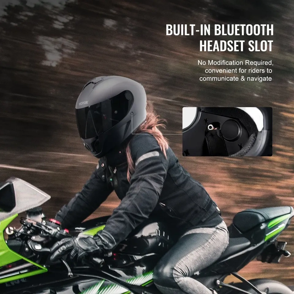 VEVOR Full Face Motorcycle Helmet with Bluetooth Slot - photo 5
