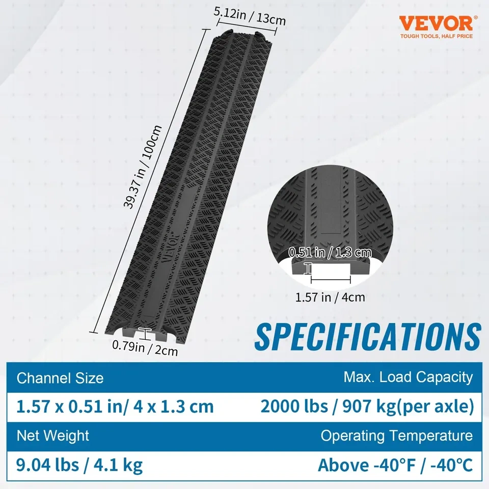 VEVOR 3 Pack Cable Cover Ramp - Heavy Duty - photo 2