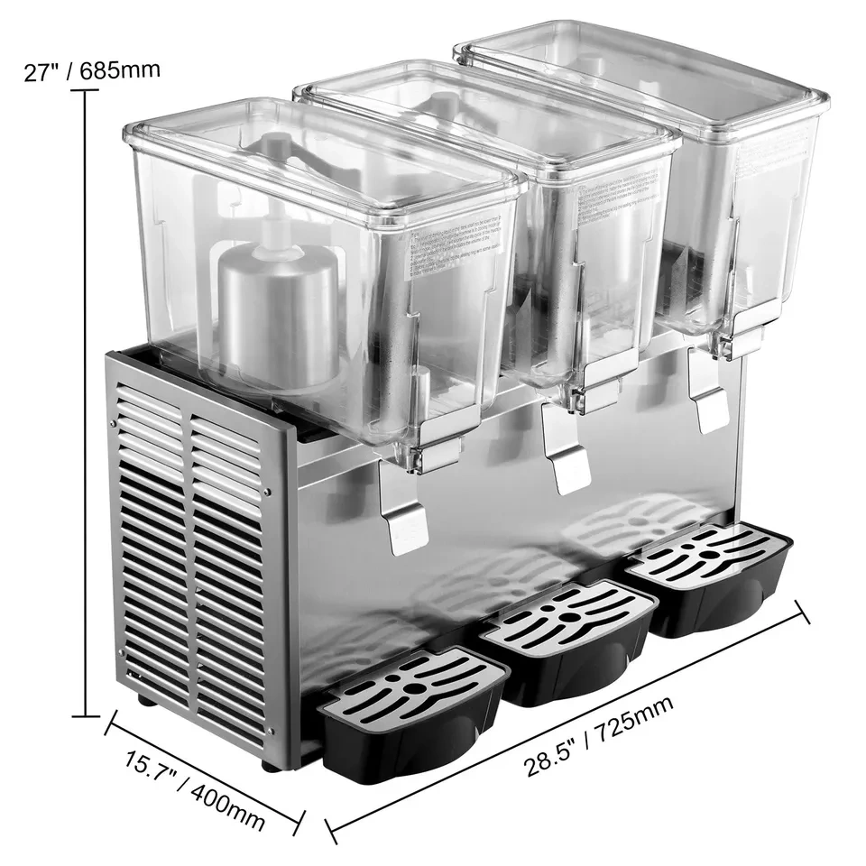 VEVOR Commercial Beverage Dispenser, 9.5 Gallon 36L 3 Tanks - photo 2