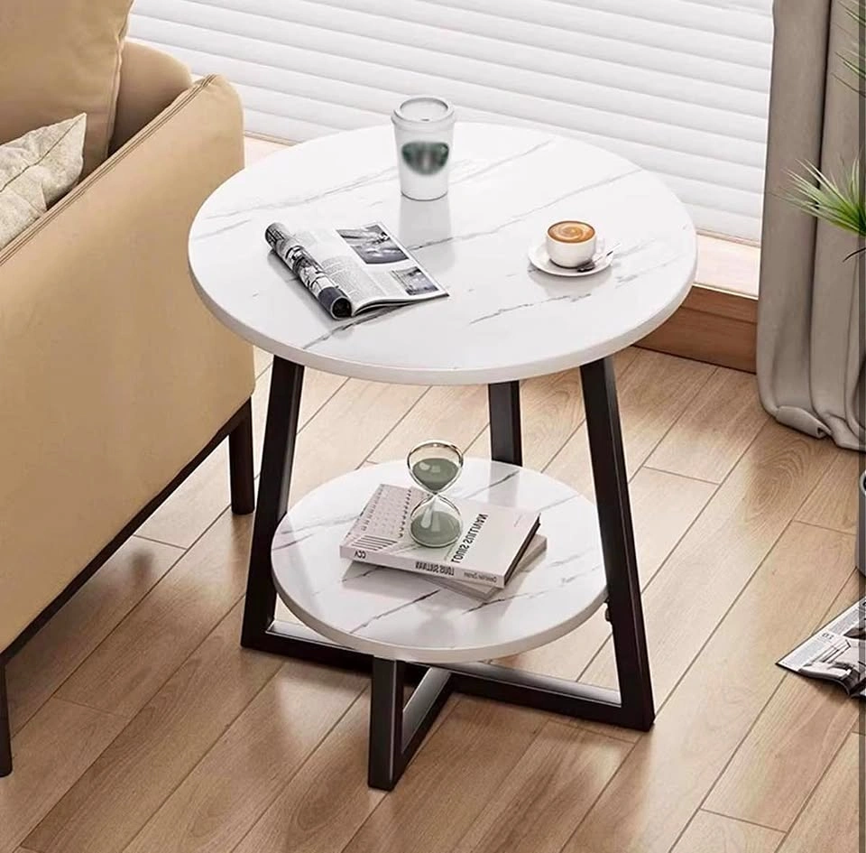 Modern Round Side Table Set - Marble Style