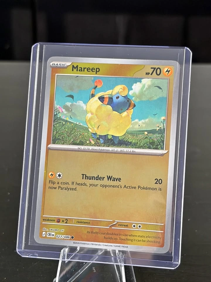 Mareep Chaos Rising Common • 027/086 Near Mint • Reverse Holofoi
