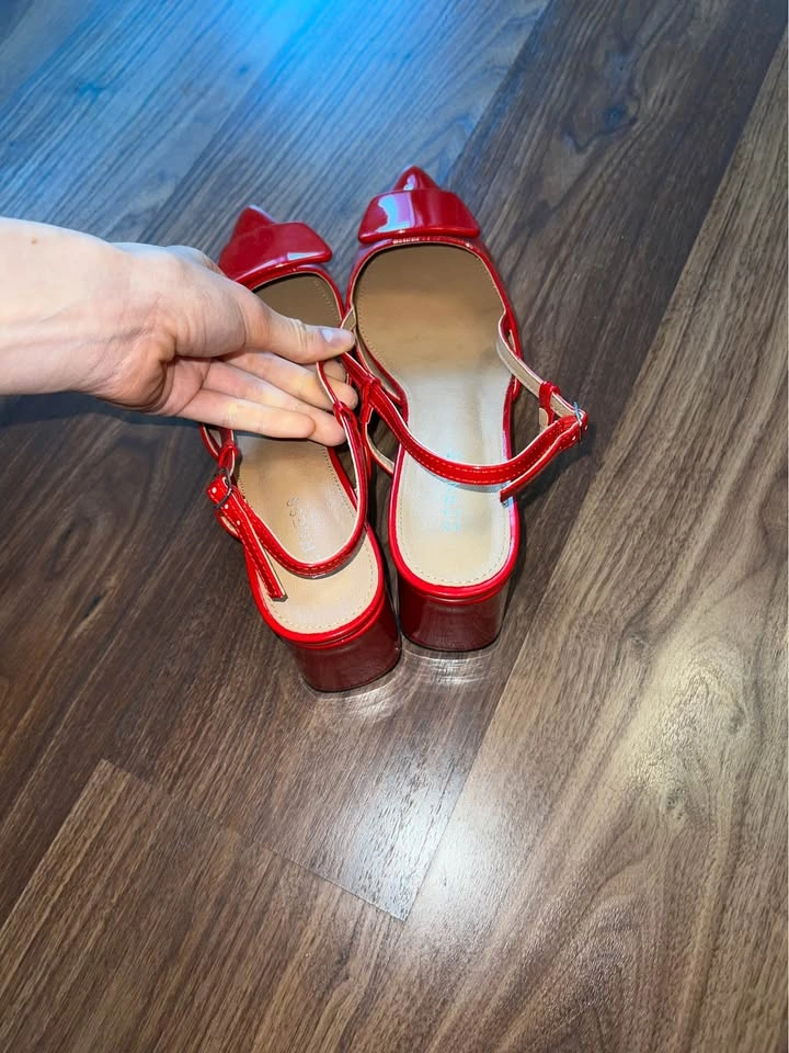 BERNESS Cherry Red Slingback Block Heels - photo 2