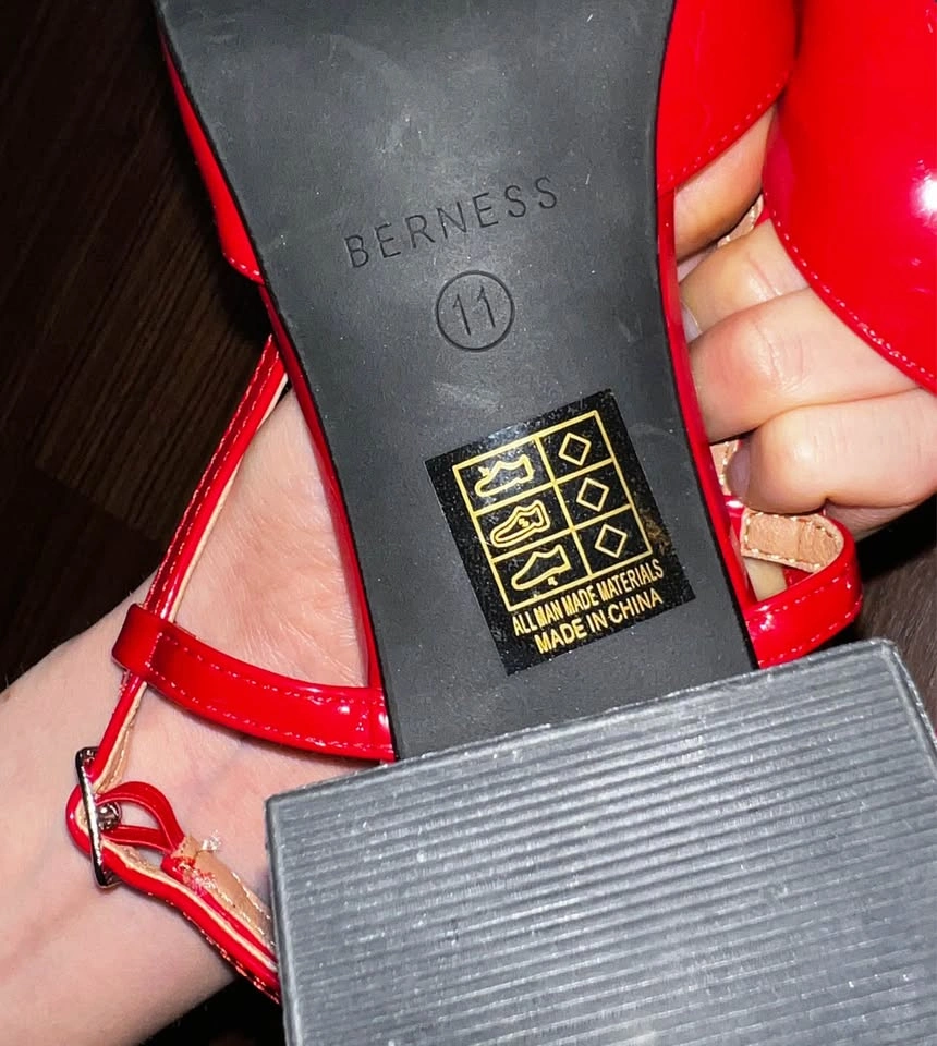 BERNESS Cherry Red Slingback Block Heels - photo 3