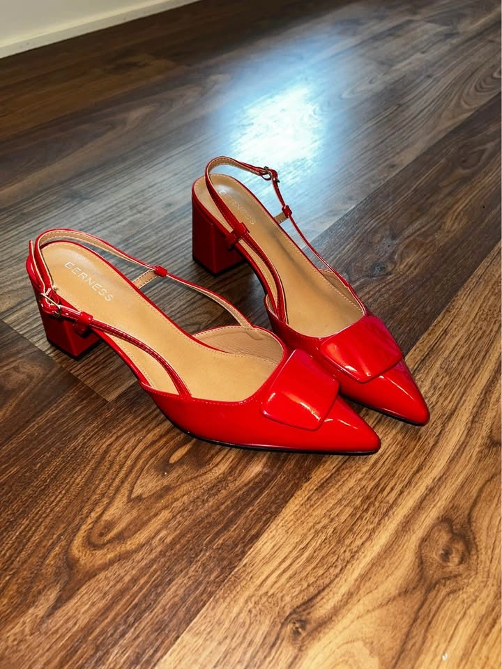 BERNESS Cherry Red Slingback Block Heels - photo 4